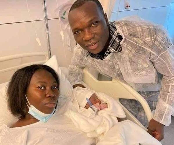 Vincent Aboubakar with his wife and newly born child.